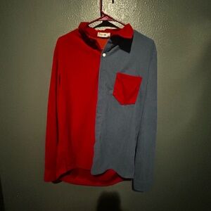 Colorblock Red and Blue Men's Shirt